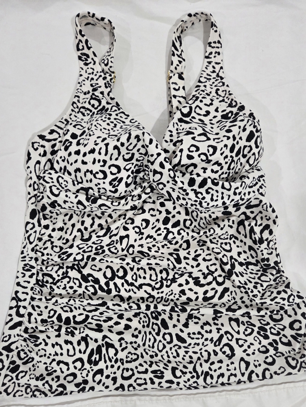 Kona Sol Animal Print Tankini Swim Top Adjustable Straps M (8-10)